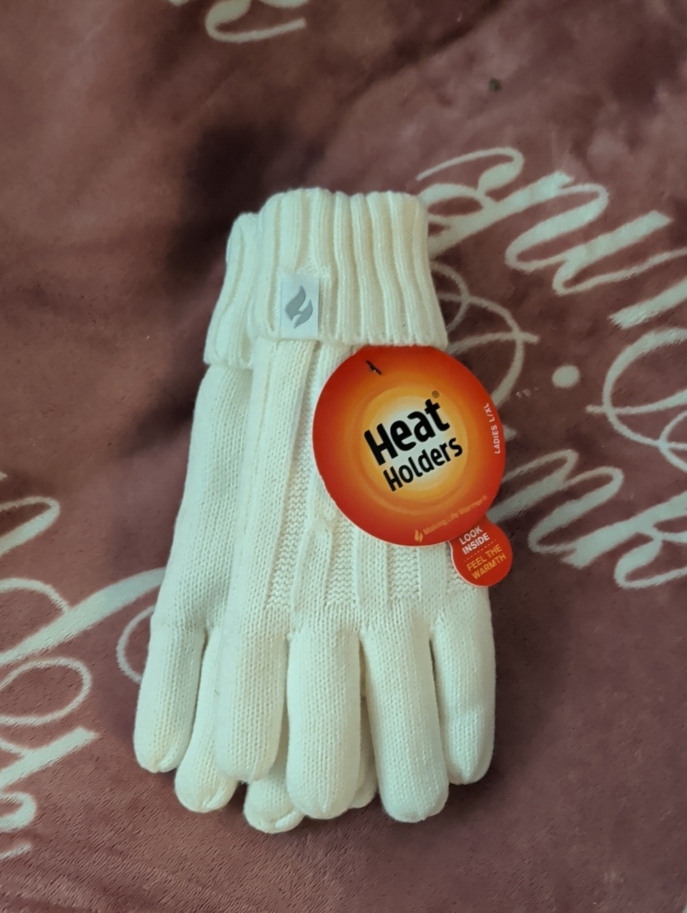 Heat Holders Women's Cream Thermal Knit Gloves